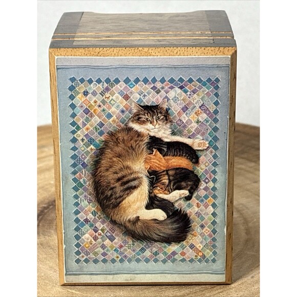 VTG 1989 San Francisco Music Box CO. Cat Kittens Music Trinket Jewelry Box NICE! - Picture 1 of 7